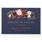 Marine Marsala Floral Élégant Mariage Livre d'invi