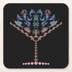 Marine Martini Square Paper Coaster