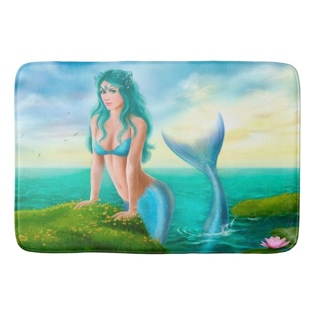 Marine Mermaid Fantasy Bath Mat (Front)