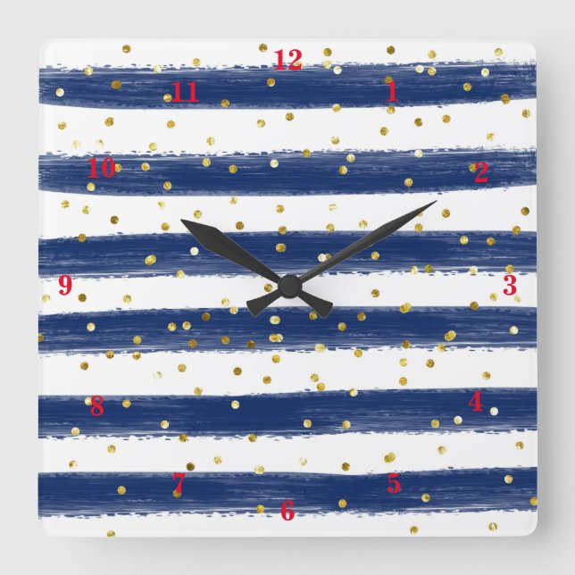 Marine Moderne, Blanc, Grilles D'Or, Horloge Confe (Recto)