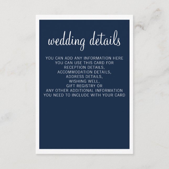 Marine Moderne Mariage Détails Cartes de boîtier (Devant)