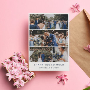 Marine Moderne Mariage Propre Photo Collage Merci