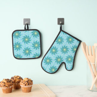 Marine Mosaic Oven Mitt & Pot Holder Set