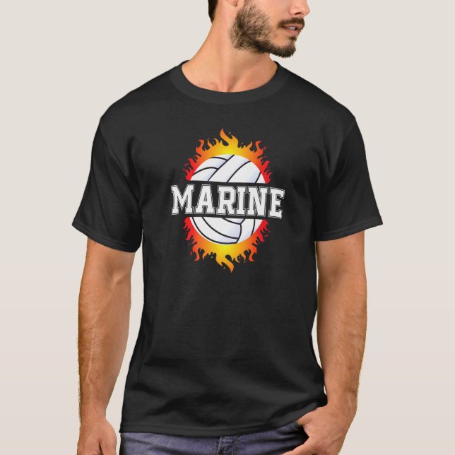 Marine Name Volleyball Player Girls Ball and Net S T-Shirt (Front)