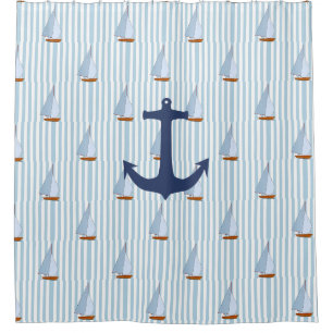 Marine Nautical Sailing Ship White and Blue Stripe
