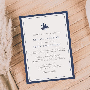 Marine nautique et Faire-part de mariage blanc   L