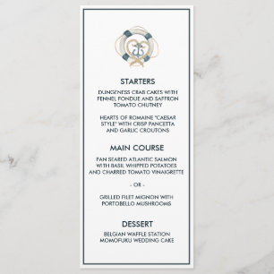 Marine nautique et menu blanc de mariage