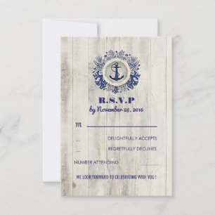 Marine Nautique Rustique Plage Mariage RSVP