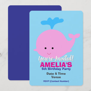 Marine / Ocean /  Sea Theme Birthday, Whale Invitation