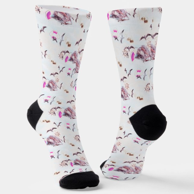 Marine pattern Crew Socks (Angled)
