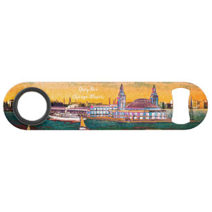 Marine Pier du lac Chicago 1920 Watercolor Art