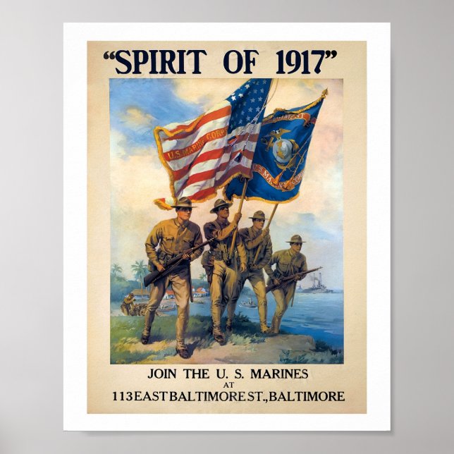 Marine Recruiting Spirit of 1917 Poster (Front)