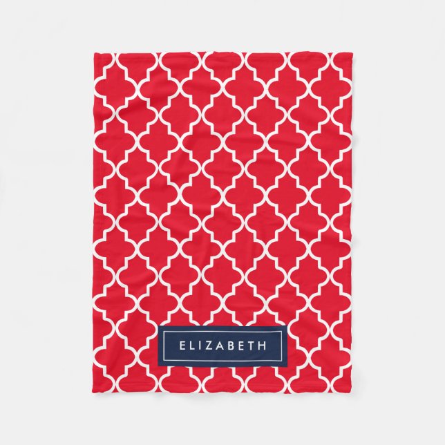Marine & Red Quatrefoil | Couverture polaire (Devant)