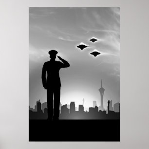 Marine saluting UFO print