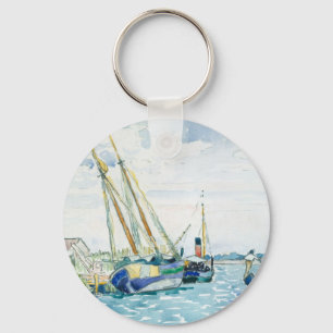 Marine Scene Boats near Venice Keychain