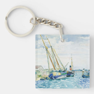 Marine Scene Boats near Venice Keychain