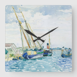 Marine Scene Boats near Venice Square Wall Clock