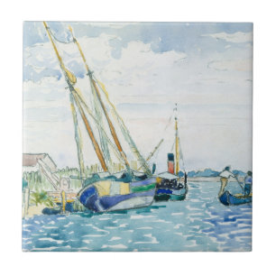 Marine Scene Boats near Venice Tile