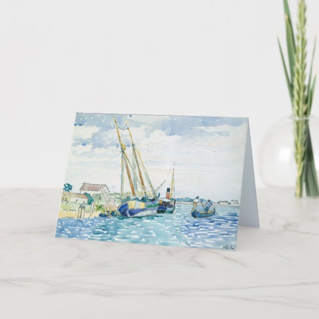 Marine Scene Watercolor Painting Greeting Card (Front)