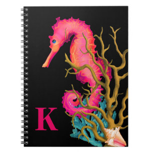 Marine Seahorse Pink Chic Notebook