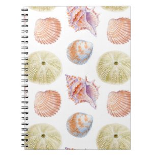 Marine seamless patern of sea shells. Watercolor i Notebook
