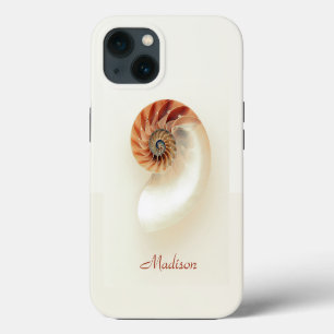 Marine Seashell Personalized Name Minimalist Chic iPhone 13 Case