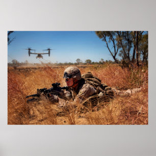 Marine Secures the Landing Zone Poster