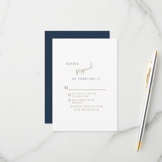 Marine Simple Mariage moderne RSVP (Devant/Arrière en situation)