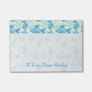 Marine Sketch Pattern   Add Your Name Post-it Notes