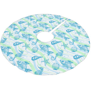 Marine Sketch Pattern Brushed Polyester Tree Skirt