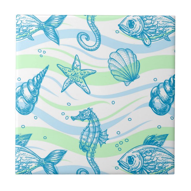 Marine Sketch Pattern Tile (Front)