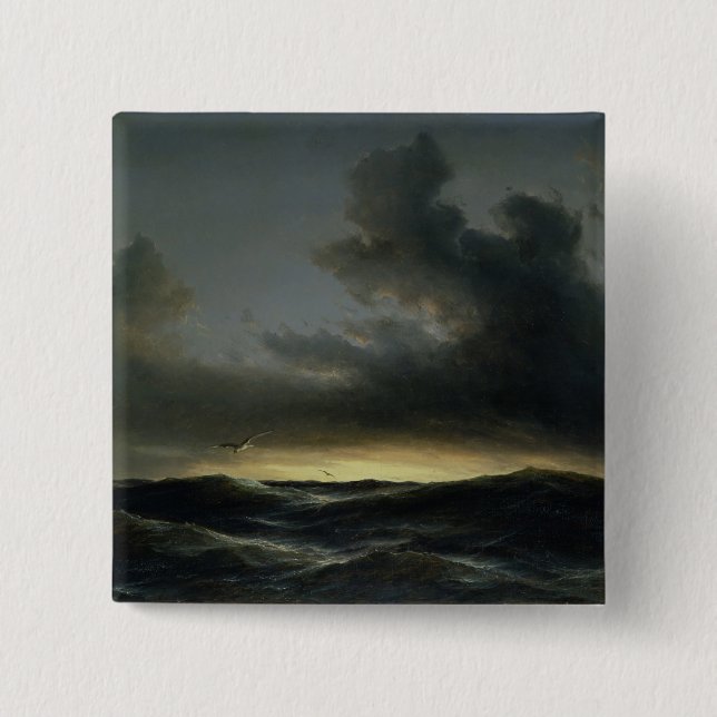Marine Solitude, 1852 2 Inch Square Button (Front)