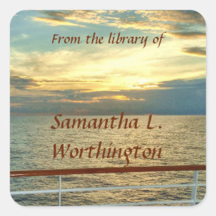 Marine Sunrise Personalized Bookplates Square Sticker