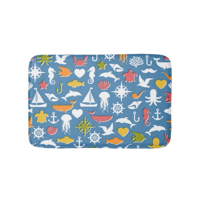 Marine Symbols Pattern Bath Mat (Front)
