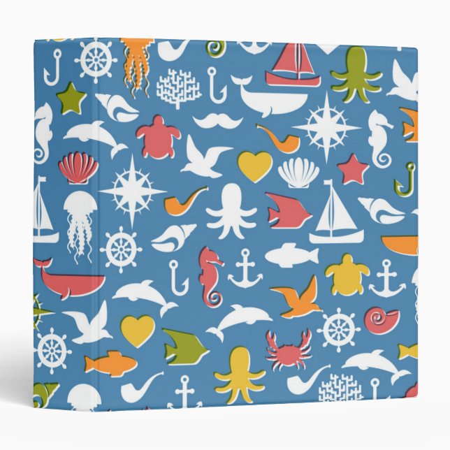 Marine Symbols Pattern Binder (Front/Spine)