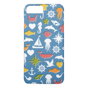 Marine Symbols Pattern iPhone 8 Plus/7 Plus Case