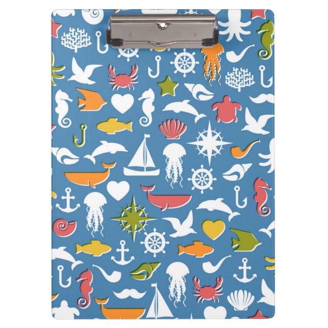 Marine Symbols Pattern Clipboard (Front)