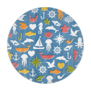 Marine Symbols Pattern Cutting Board