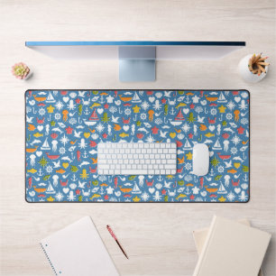 Marine Symbols Pattern Desk Mat