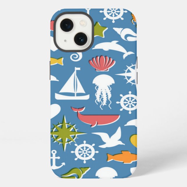 Marine Symbols Pattern iPhone Case (Back)