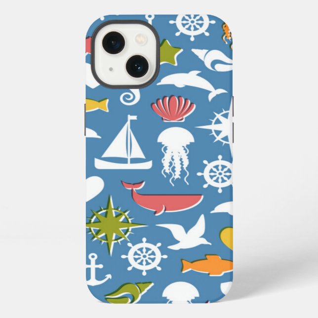 Marine Symbols Pattern iPhone Case (Back)