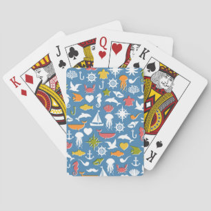 Marine Symbols Pattern Playing Cards