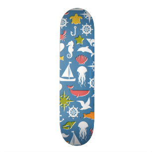 Marine Symbols Pattern Skateboard