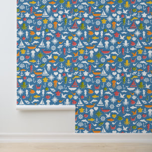 Marine Symbols Pattern Wallpaper