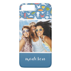 Marine Symbols Pattern   Your Photo & Name Case-Mate iPhone Case