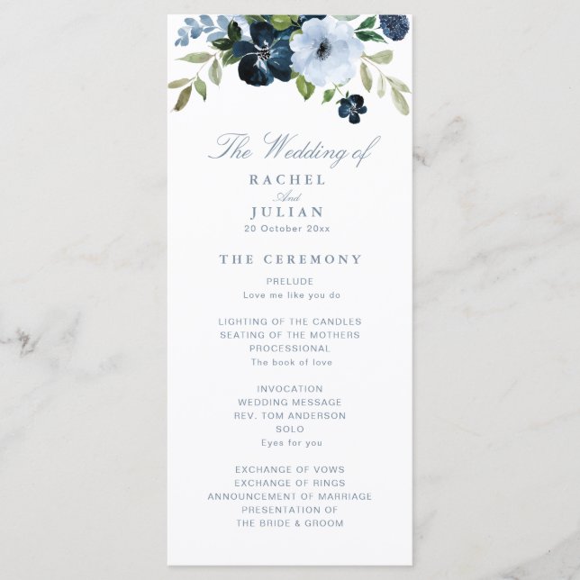 marine tendance et programme de mariage floral ble (Devant)