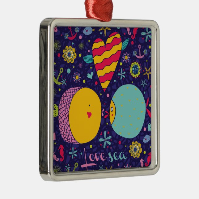 Marine Theme Anchor Fish Starfish Seahorse   Metal Ornament (Right)