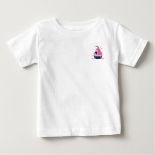 Marine Theme Girly Sailboat Pink Polka Dot Sail Baby T-Shirt