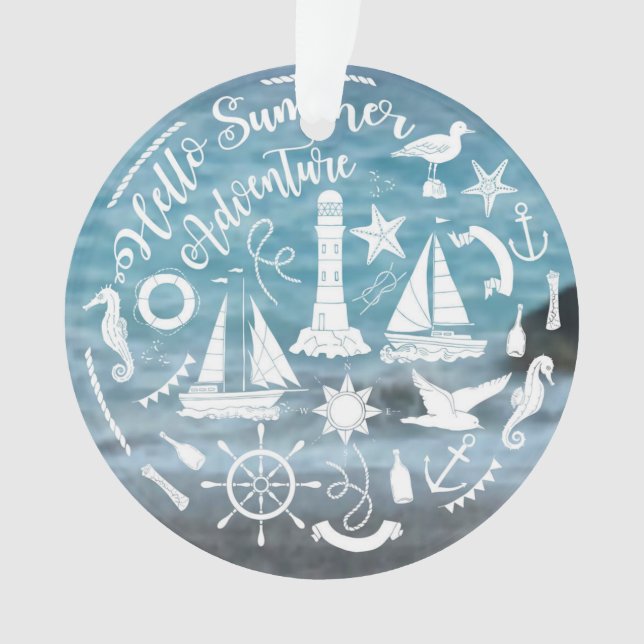  Marine Theme Nautical Elements Summer Adventure  Ornament (Front)