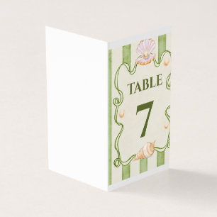 Marine-Themed Wedding Table Number – Seashell & Pe